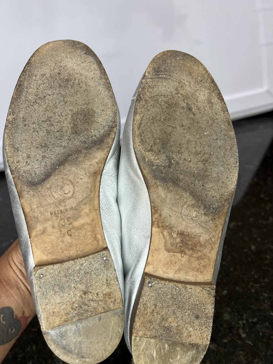 Chanel 35 C US 5 ballet flats shoes Silver CC logo bow Chanel 35 C US 5 ballet flats shoes Silver CC logo bow
