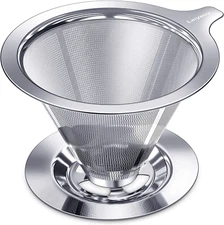 Slow Drip Paperless Coffee Filter Stainless Steel Pour Over for Single Cup Brew