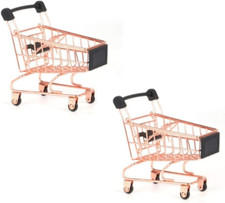 2 Pcs Mini Metal Shopping Cart, Mini Shopping Grocery Cart Supermarket Handcart