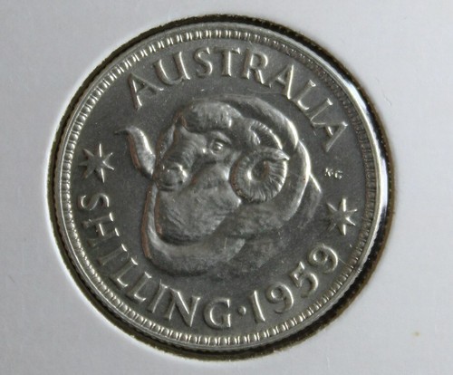 1959 SILVER SHILLING PROOF PREDECIMAL COIN SUBDUED LUSTRE #BEJ41 - Picture 5 of 12