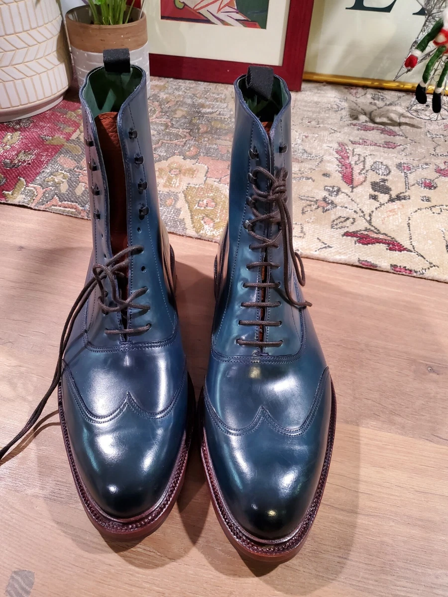 NWB CUSTOM CARMINA SHELL CORDOVAN BALMORAL BOOTS WINGTIP