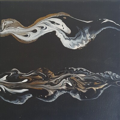 Original Acryl Gemälde auf Leinwand Liquid Pour Fluid Art Abstrakt
