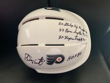 BERNIE PARENT HAND SIGNED  FLYERS HOCKEY MINI-HELMET+JSA         4 INSCRIPTIONS
