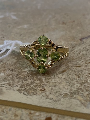 Nuevo con etiquetas anillo enchapado en oro 18k peridoto plata esterlina 925 talla 7,5 precio de venta sugerido por el fabricante $169 #2115 - Imagen 2 de 6