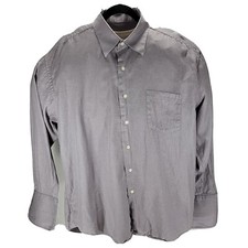 Pronto Uomo Men's Long Sleeve Shirt XL Button Down Classic Fit Dress Silver