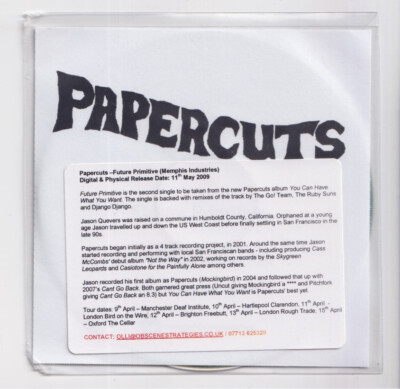 (LM969) Papercuts, Future Primitive - 2009 DJ CD