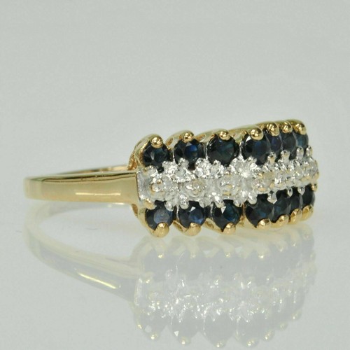 1.50 Ct Round Natural Blue Sapphire & CZ Diamond Ring 925 Sterling Silver Plated - Picture 4 of 8