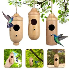 Hummingbird House Wooden Hand Craft Ornament Outdoor Garden Patio Hanging Decor