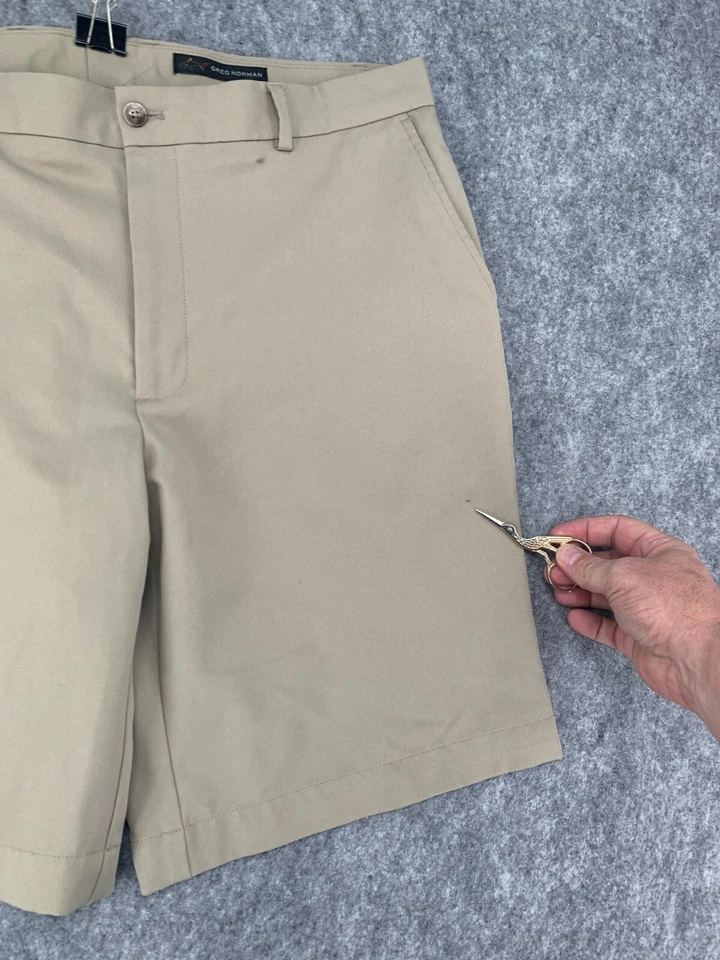 Pantalones Cortos Greg Norman Para Hombre Talla 36 Ligeros Caqui Frontales Planos Bolsillos Cortados Foto 4 de 4