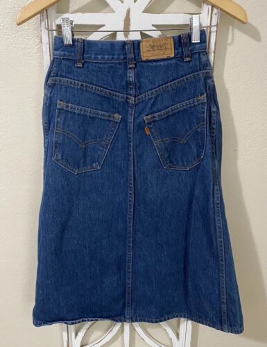 Vintage Levi’s 97084 0214 Orange Tab Slit Front Denim Skirt size 7 USA Made - Picture 1 of 5