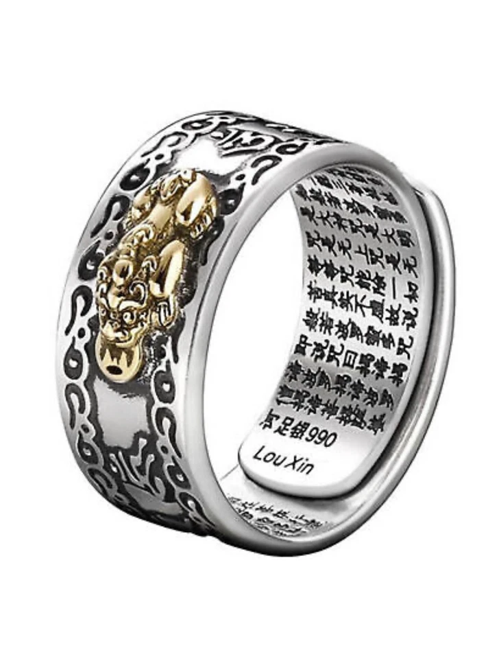 1x Adjustable Feng Shui Pixiu Mani Mantra Protection Wealth Ring Quality Lucky - Image 4 of 4