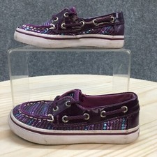 Sperry Top Sider Shoes Youth 9.5M Bahama Plum Boat Purple Sequin Comfort CG47788