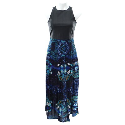 shakuhachi leather dress NWT Shakuhachi Urban Outfitters Faux Leather Watercolor Bodice Maxi Dress  Size S