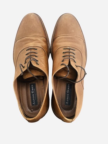 Aston Grey Bandino Men’s Oxfords 10.5 Brown Leather Cap Toe Dress Shoes - Picture 4 of 7