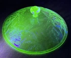 Green Depression Lid Jeanette Floral Poinsettia Vegetable Bowl c. 1931-35