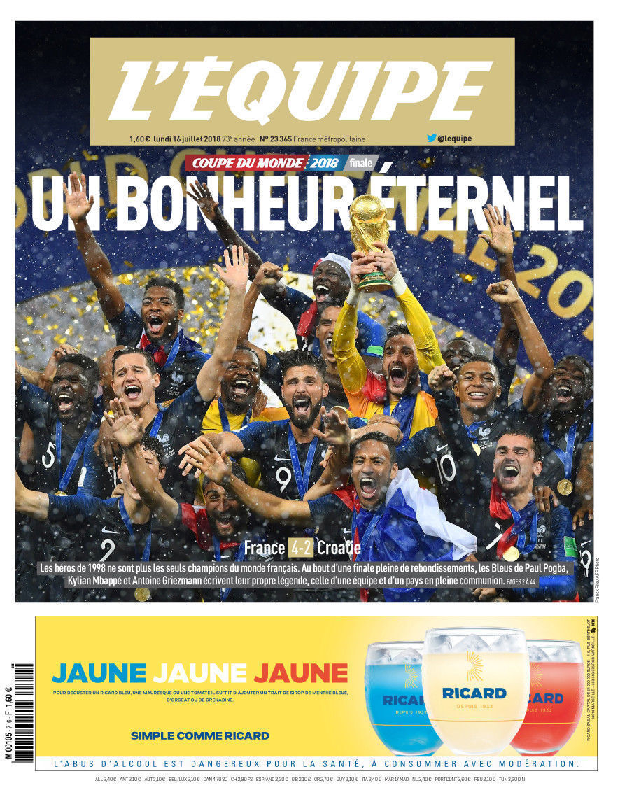 FOOTBALL. Mondial 2018 : une fête de champions pour les Bleus