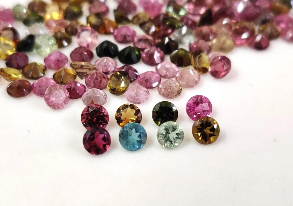Natural Top Quality Multi Color Tourmaline Round Cut 3.5 mm Loose Gemstone Lot - Image 2 of 4