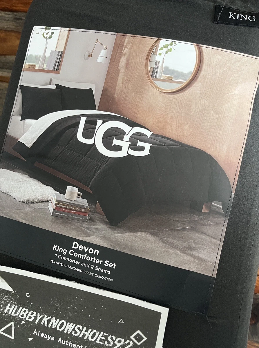 NWT UGG KING DEVON REVERSIBLE COMFORTER SET IN BLACK