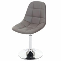 Stuhl HWC-A60, Esszimmerstuhl Drehstuhl, Retro, Kunstleder Taupe-Grau, Chromfuß