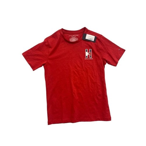 Medium (12/14) Tommy Hilfiger Boys New Scarlet Sage Red Tshirt Short Sleeve - Picture 2 of 5