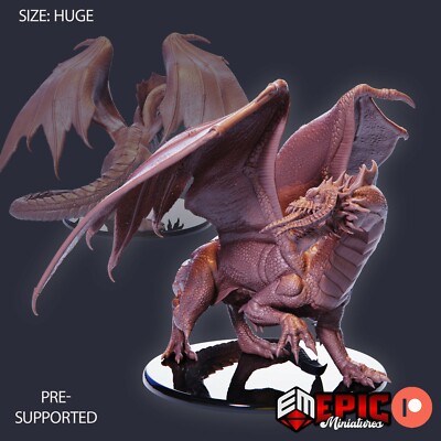 Adult Black Dragon Epic Miniatures Monster RPG D&D Pathfinder 3D Print
