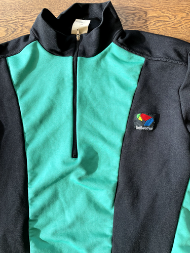 BELLWETHER CYCLING JERSEY BIKE BIKING RACE GREEN BLACK- SHIRT X-LRG vintage 80s - 第 3/4 張圖片