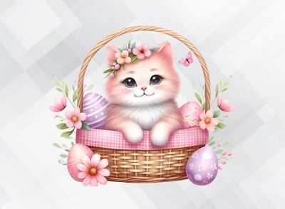 Osterkatze rosa Blumen Vinyl Aufkleber Aufkleber 6 Größen vb191