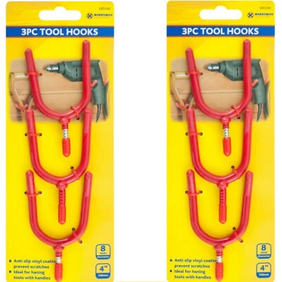 MARKSMAN 6x Tool Wall Storage hook set Garage Tools Hanger Shed Garden Drill Spade