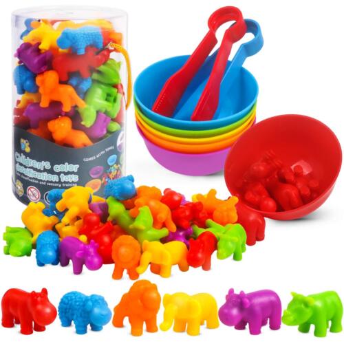 "Animal Counting and Matching Games: Color Sorting Toys with Bowls for Preschool - Picture 15 of 24