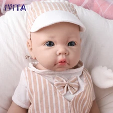 IVITA 17 inch Lovely Blue Eyes Boy Silicone Lifelike Reborn Baby Doll Infant