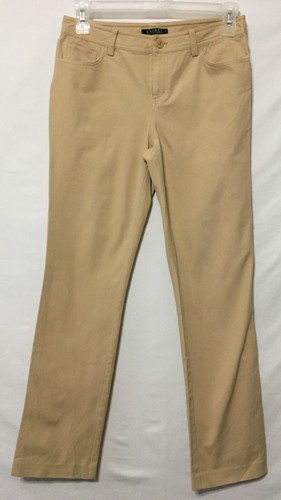 Lauren Ralph Lauren Women's Tan Khaki Stretch Pants Size 6 Straight Leg VGC