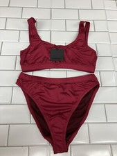 Dixperfect 2 Pieces Bikini Set Swim suit Sports Style Burgundy Large.