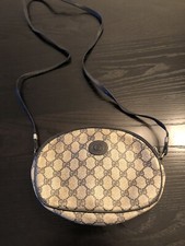 vintage classic Gucci shoulder bag small - top zipper navy blue