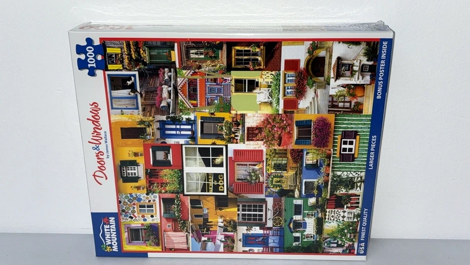 Rompecabezas White Mountain 1000 piezas puertas y ventanas 24" x 30" nuevo Foto 3 de 4