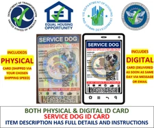 SERVICE DOG ID CARD HOLOGRAPHIC -  1 SIDED CUSTOMIZABLE PHYSICAL & DIGITAL