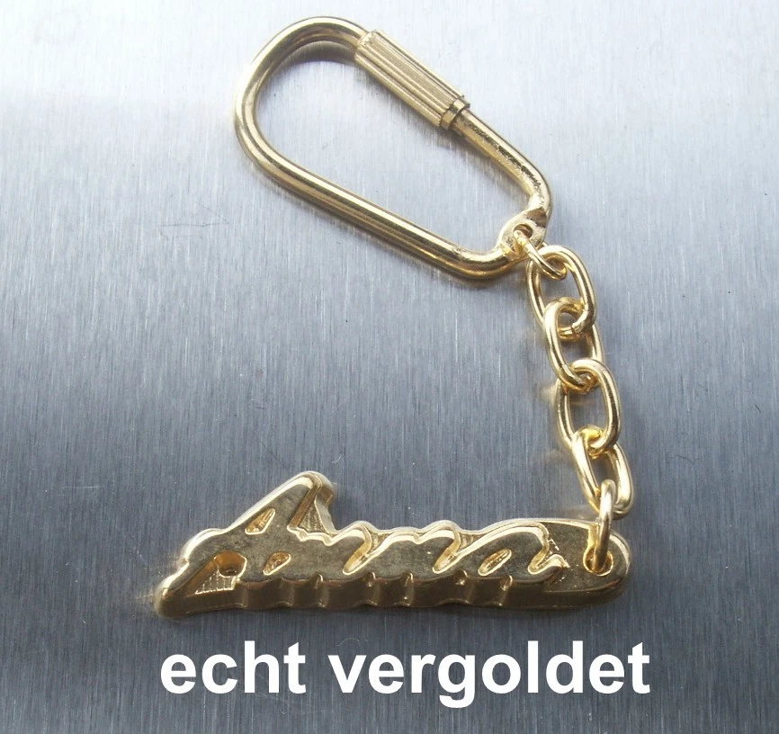 HIERZEGGER EDLER SCHLÜSSELANHÄNGER ANNA ECHT VERGOLDET GOLD NAME KEYCHAIN KEYRING NEU