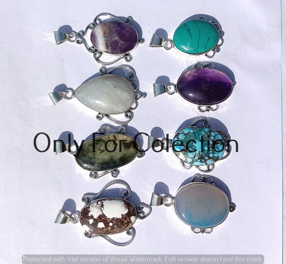 925 Sterling Silver Plated Turquoise & Mix Gemstone Butterfly Pendant Bulk Lot - Image 2 of 3