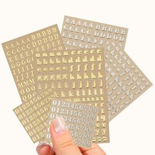 6 Sheets 9mm Alphabet Number Stickers Mini Letters Stickers Glitter Alloy Sel...