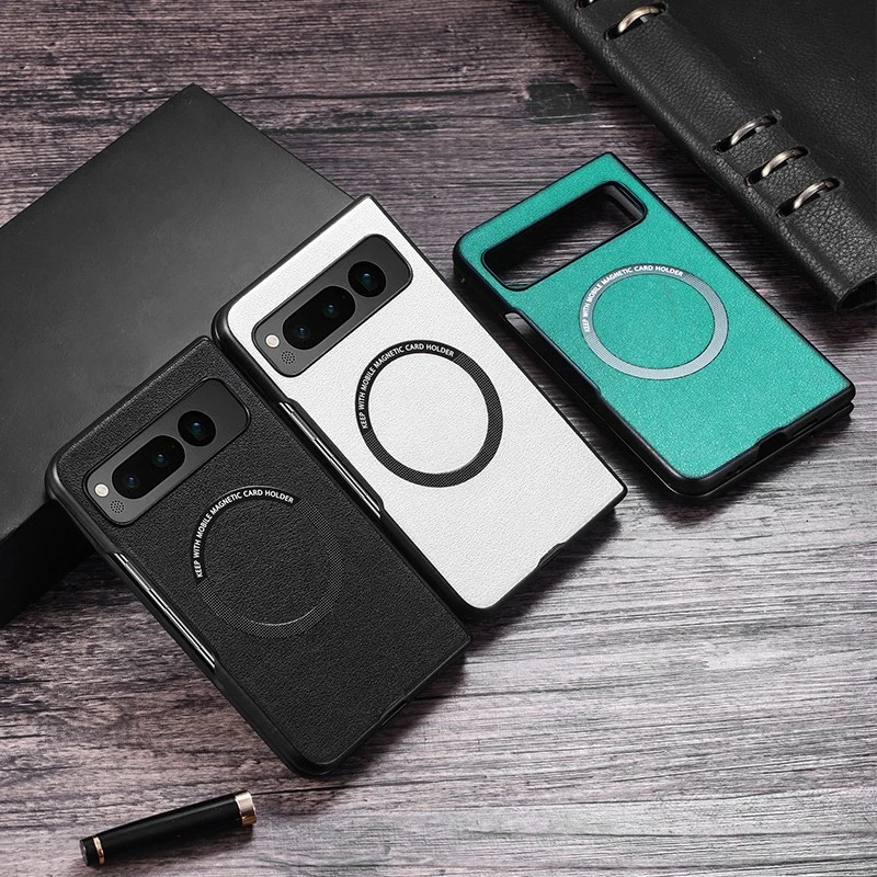 Funda delgada de cuero para Google Pixel plegable a prueba de golpes cubierta protectora Mag Safe Foto 2 de 4