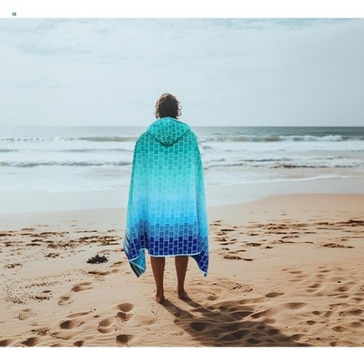 Hooded Beach Towel   Oversized 39 x 68 Towel with Hood for Adults - 100% Cott...