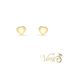 14K Yellow Gold Heart Stud Earrings, 5mm