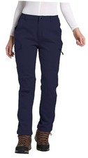 Women's Polar Fleece Lined Waterproof Hiking Pants Insulated Small Navy