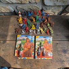 Vtg Lot Cowboys Indians Townspeople Pocahontas Princess Plastic Figurines READ