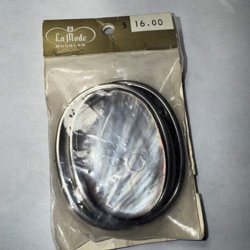 Belt Buckle Abalone La Mode Italy Vintage Unused Old Stock