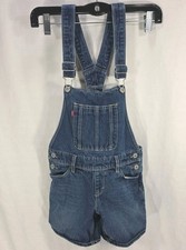 Levi's Girls Denim Boyfriend Shortalls 10 R Overalls Jean Bib Shorts Medium Wash