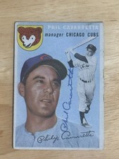 PHIL CAVARRETTA SIGNED AUTOGRAPHED 1954 TOPPS CARD # 55 CHICAGO CUBS