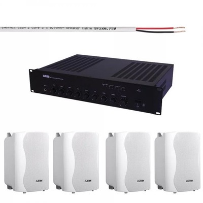 Clever Acoustics MA2120 & 4x BGS25T 100V Lautsprecher Hintergrundmusikanlage Konvolut