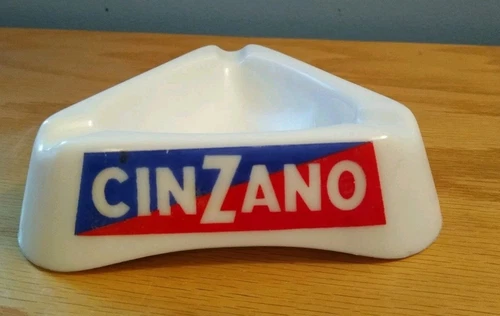 Vintage Cinzano Vermouth Ashtray Triangle Ceramic Made in France 