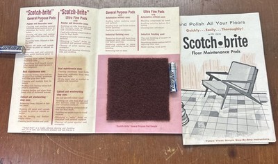 Vintage 1962 Scotch-Brite 3M Advertising Brochure Lot w/ Pad Sample Mid Century