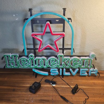Heineken Silver Light Beer Led Sign W/ Red Star 28x20 Not Neon. Or
